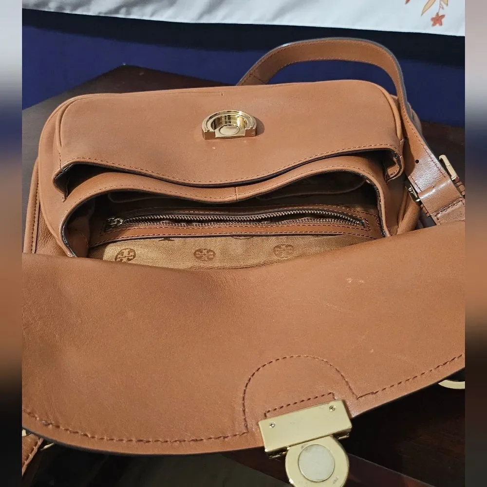 Tory Burch Leather Saddle Bag